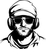 Cool Man with Sunglasses and Beanie Art for Tattoo Designs and Graphic Use vector