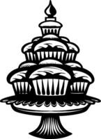 Elegant Cupcake Tower on Stand Perfect for Baking Designs and Party Decor vector