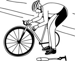 Bicyclist Fixing Flat Tire Roadside Illustration for Cycling Enthusiasts vector