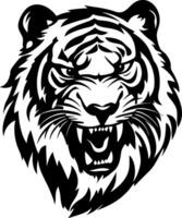 Ferocious Tiger Head Black Silhouette Design for Tattoo and Graphic Art Projects vector