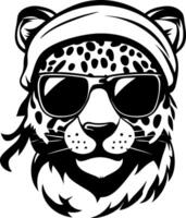 Cool Leopard Wearing Sunglasses and Headband Perfect for Tattoo Design and Coloring Pages vector