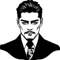 Stylish Male Portrait in Suit with Strong Expression Perfect for Tattoo Design and Illustrations vector