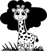 Cute Cartoon Giraffe Character with Big Eyes and Playful Expression for Kids Activities vector