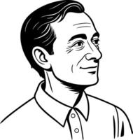 Portrait of a Confident man with a Friendly Smile in Vintage Style Illustration vector