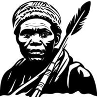 Bold Portrait of a Warrior with Arrow Traditional Headwrap Ideal for Tattoo Design and Artwork vector