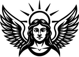 Majestic Angel with Wings and Halo for Tattoos and Illustration Projects vector