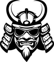 Fierce Samurai Warrior Helmet Design with Sunglasses for Unique Tattoo and Graphic Art Ideas vector