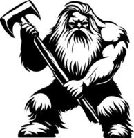 Powerful Mountain Warrior with Hammer in Bold Black Graphic for Tattoos and Merchandise vector