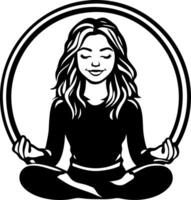 Meditating Woman with Strong Energy Circle Design for Wellness and Mindfulness Applications vector