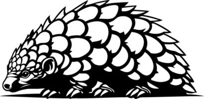 Intricate Black Silhouette of a Pangolin Ideal for Tattoo Design or Educational Use vector