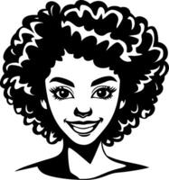 Beautiful Smiling Woman with Curly Hair Portrait for Art and Design Applications vector