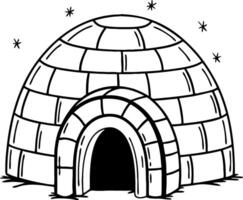 Illustration of a Simple Igloo Structure Surrounded by Stars for Coloring Book or Crafts vector