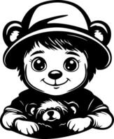 Cute Bear Character with Hat and Baby Bear Design for Playful Art and Childrens Projects vector