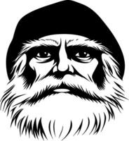 Detailed Vintage Illustration of a Stoic Man with a Beard and Beanie for Tattoo and Graphic Design vector