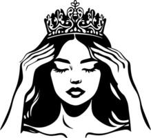 Elegant Woman with Crown Representing Confidence and Power for Tattoo and Coloring Designs vector