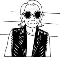 Cool Character with Sunglasses and Leather Vest in Front of Mugshot Lineup vector