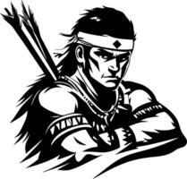 Warrior with Bow and Arrows Fierce Expression Native American Inspired Design vector