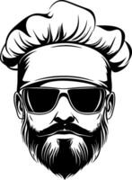 Stylish Chef with Sunglasses Retro Design for T-Shirts and Apparel vector