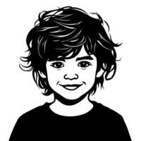 Cheerful Child Portrait with Short Curly Hair Ideal for Illustrations and Projects vector