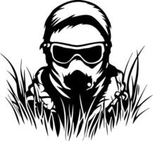 Tactical Soldier in Grass Silhouette Design for Apparel and Graphic Art vector