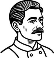 Vintage Chef Portrait Illustration for Tattoo Design and Culinary Themes vector