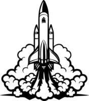 Rocket Launching Into Space with Explosive Smoke for Adventure and Innovation Themes vector