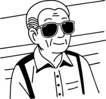 Cool Elderly Man with Sunglasses in Mugshot Style Illustration for Fun Design Projects vector