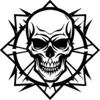 Intricate Skull Illustration with Spiked Design for Tattoo and Coloring Book Inspiration vector