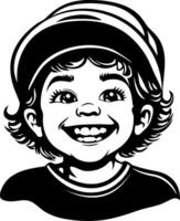 Joyful Child Illustration with Happy Smile and Cap for Graphic Design and Merchandise vector
