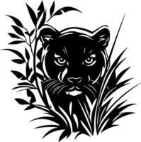 Intricate Black Panther Emerging from Lush Green Foliage Perfect for Tattoo and Art Designs vector