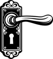 Vintage Door Handle with Ornate Plate and Keyhole for Home Decor Illustrations vector