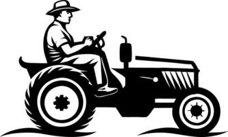 Farmer Driving Vintage Tractor Silhouette Ideal for Farm Decor and Gardening Projects vector