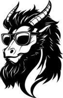 Cool Goat Head Design with Sunglasses Perfect for Tattoos and Graphic Merchandise vector