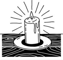 Artistic Hand-Drawn Candle Design with Melting Wax for Spirituality and Meditation vector