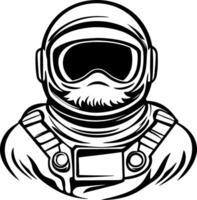Detailed Astronaut Illustration Featuring Beard and Space Helmet Perfect for Tattoo and Graphic Design vector