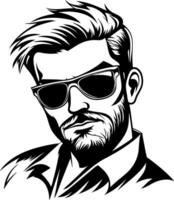 Stylish Man with Sunglasses Portrait for Tattoo Design and Graphic Projects vector