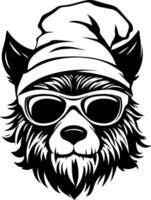 Cool Hipster Bear Head Illustration with Sunglasses and Beanie for Fun Graphic Design Projects vector