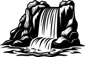Serene Waterfall Cascading Over Rocky Cliffs Tranquil Nature Scene for Illustrations and Designs vector