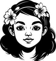 Charming Girl Character Illustration with Floral Headband for Creative Projects and Designs vector