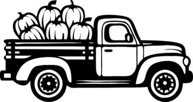 Rustic Vintage Truck Loaded with Pumpkins Perfect for Fall Decor and Seasonal Crafts vector