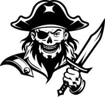 Fearless Pirate Skull Character with Sword and Hat for Tattoo Art or Graphic Design vector