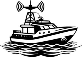 Stylized Craft with Radar System in Waves Ideal for Maritime Themes and Design Projects vector