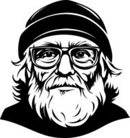Bearded Man with Glasses and Beanie Portrait for Tattoo and Graphic Design vector