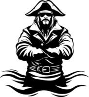 Mysterious Pirate Character Design with Hat and Sunglasses for Tattoos and Merchandise vector