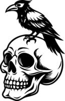 Raven Standing on Skull Vintage Gothic Design Perfect for Tattoo Art and Graphic Projects vector