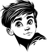 Expressive Boy Portrait Outline Ideal for Coloring Books and Drawing Projects vector