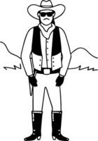 Cowboy Character Illustration with Hat Sunglasses and Western Attire for Creative Projects vector