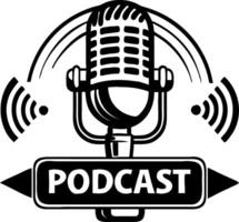 Vintage Microphone Podcast Design for Media Promotions and Branding Projects vector