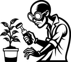 Scientist Cultivating Plant with Tool in Laboratory for Botany and Gardening Illustration vector