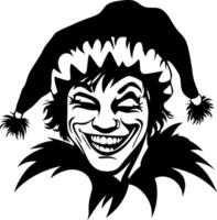 Grinning Jester Face with Playful Hat Ideal for Tattoo Design and Graphic Art Projects vector